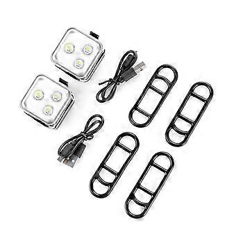 2stk sykkellyssett USB-oppladbart 4 Light Mode Bike foran og bak Super lyse sykkellys for sikkerhet sykkeltilbehør
