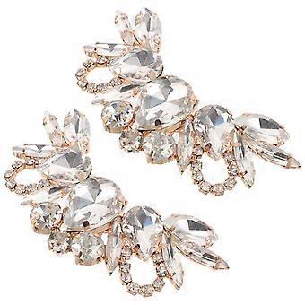 2 stuks Kristal Glas Schoen Clips Verwijderbare Rinestone Schoen Gespen Decoratieve Schoenen Accessoires Bedels Voor Bruiloft Feest Decoratie Gouden