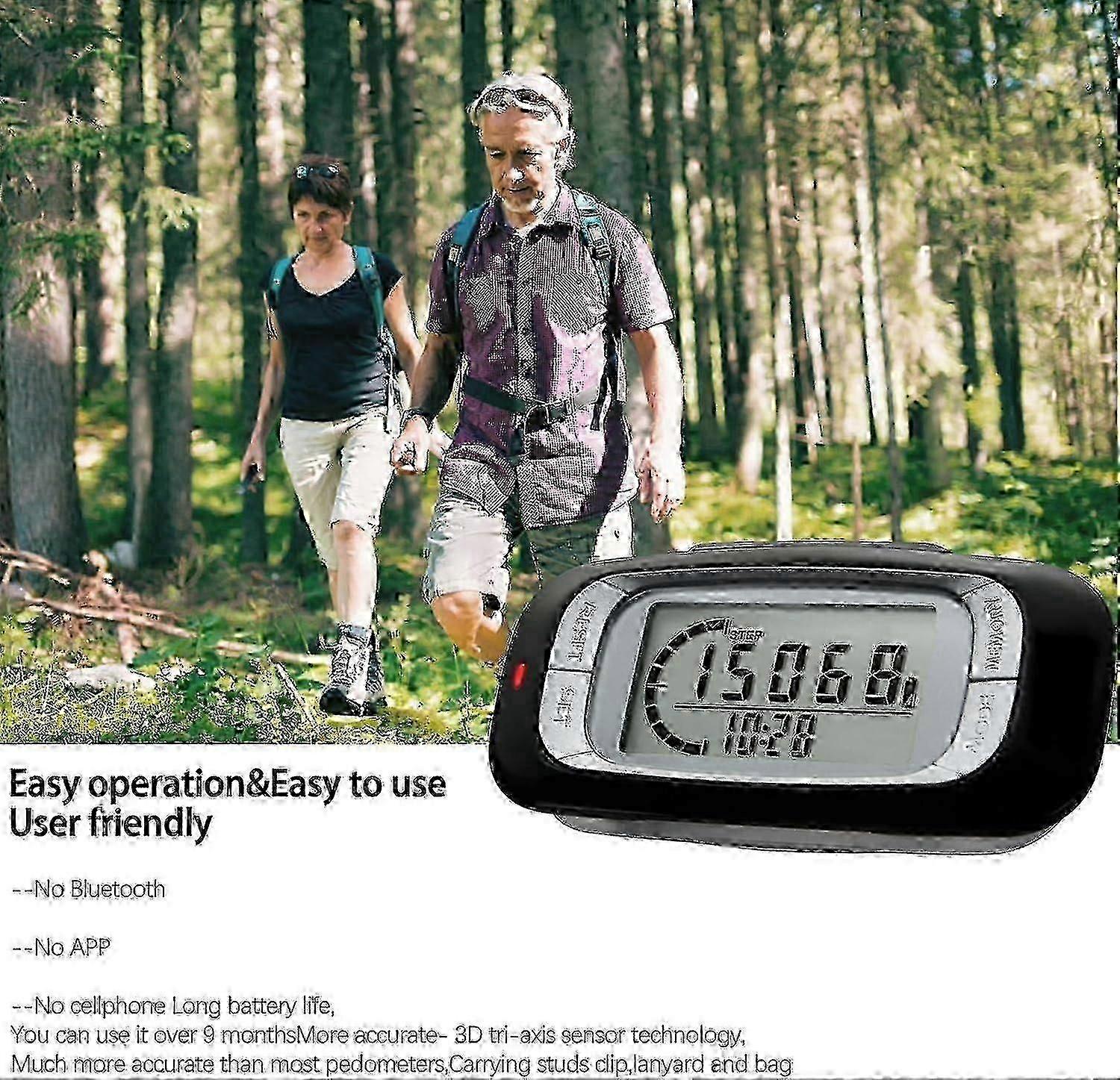 Portable 3d Pedometer compatible with Walking - Clip-on With Data Storage