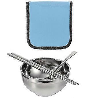 Portable Cutlery Sets Portable Chopsticks and Spoons Stainless Steel Bowls with Storage Bag Individuals Oxford Cloth 1Setxx