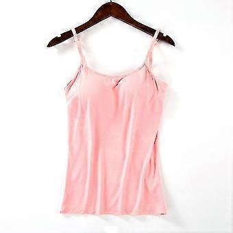 Women Padded Soft Casual Bra Tank Top Women Spaghetti Cami Top Vest Female Camisole With Built In Bra-CE