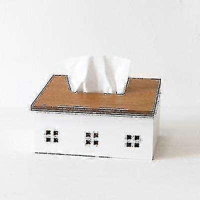 Desktop Tissue Box Storage Box Household Simple Creative Paper Box (log Plus White)