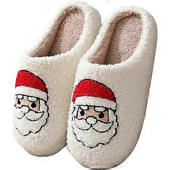 Weihnachtspantoffeln Niedliche Hausschuhe für Frauen, weiche warme adrette flauschige Winter Indoor-Schuhe, flauschige Herren Schlafzimmer Hausschuhe