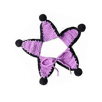 Handmade Knitted Star Pet Bib - With Black Pom-Poms - Halloween Costume for Cats & Small Dogs