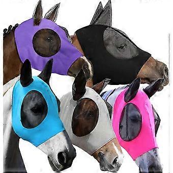 Conjunto de 5 máscaras anti-moscas para cavalos, macias e elásticas, com proteção UV, orelhas cobertas e amplo espaço para os olhos. Ideais para montaria.
