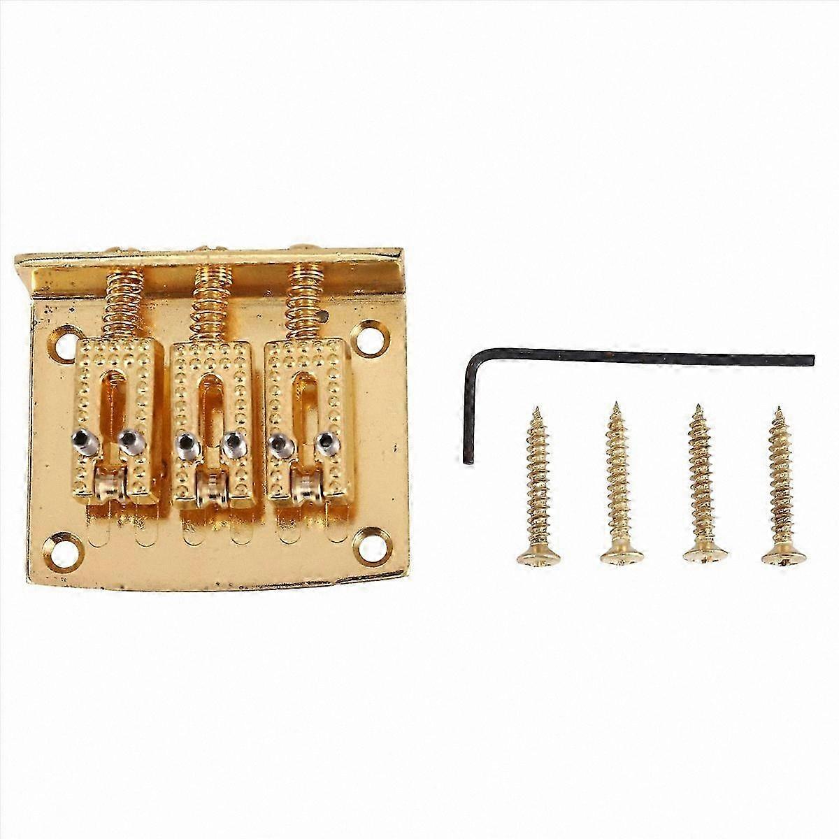 Hard Tail Guitar Bridge, 3-String Ball String Pull-Through Tailpiece for 3-String Guitars