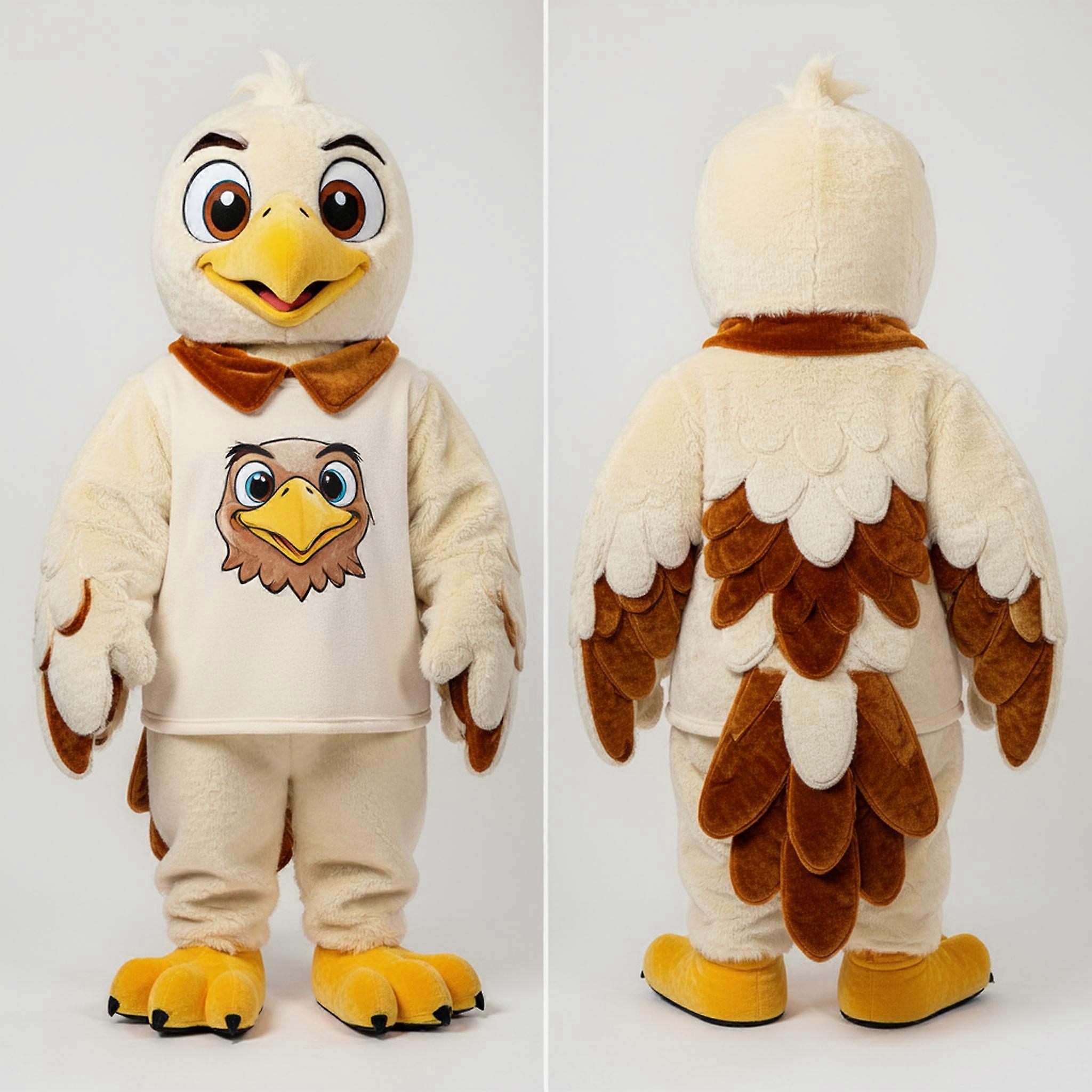 MASTICOT Cream Plush Feathered Eagle Mascot