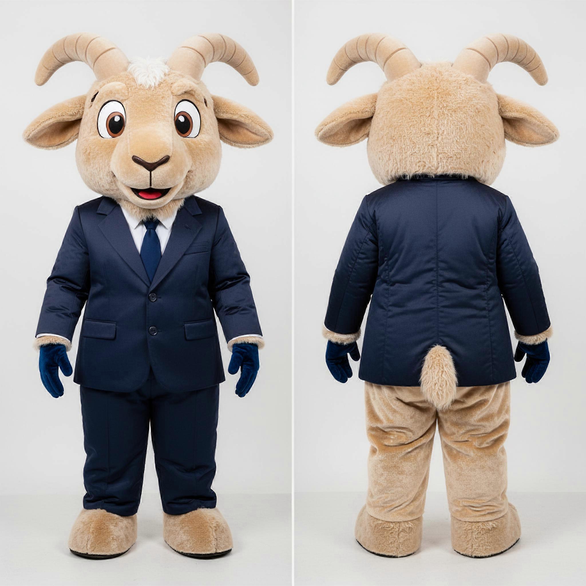 MASTICOT Beige Fluffy Boer Goat Mascot