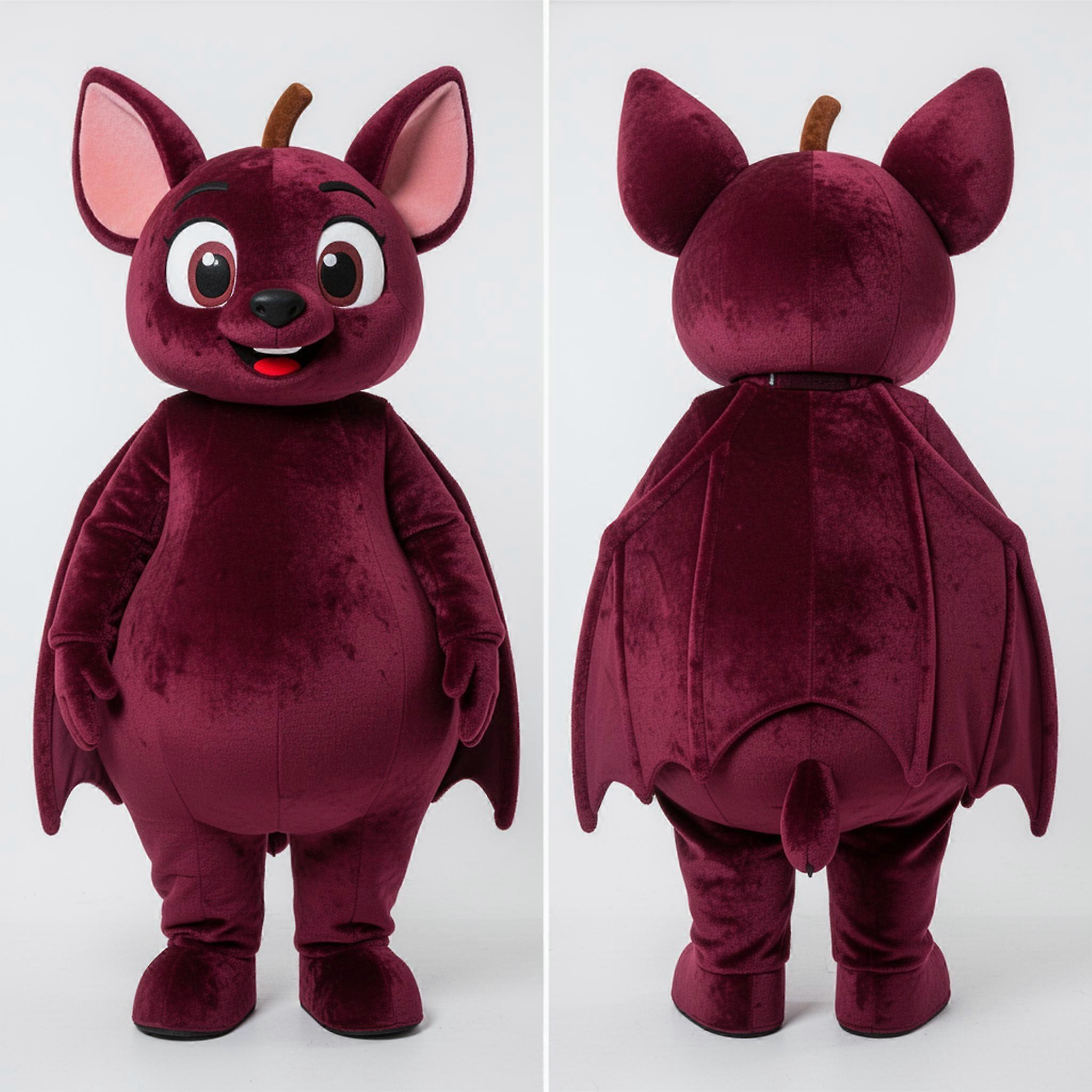 MASTICOT Maroon Velvety Fruit Bat Mascot