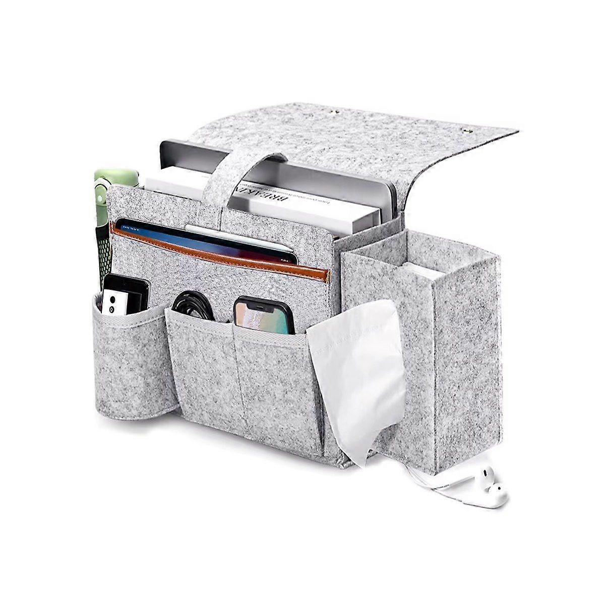 Felt Bedside Caddy Organizer with Cable Hole, Grey