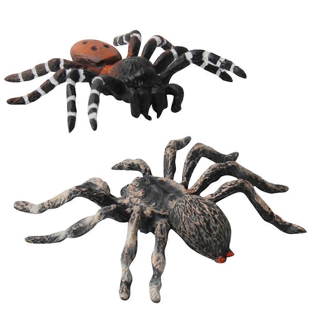 Simulation Solid Insect Model for Playing 2Pcs Plastic Spider Toys Assorted Color