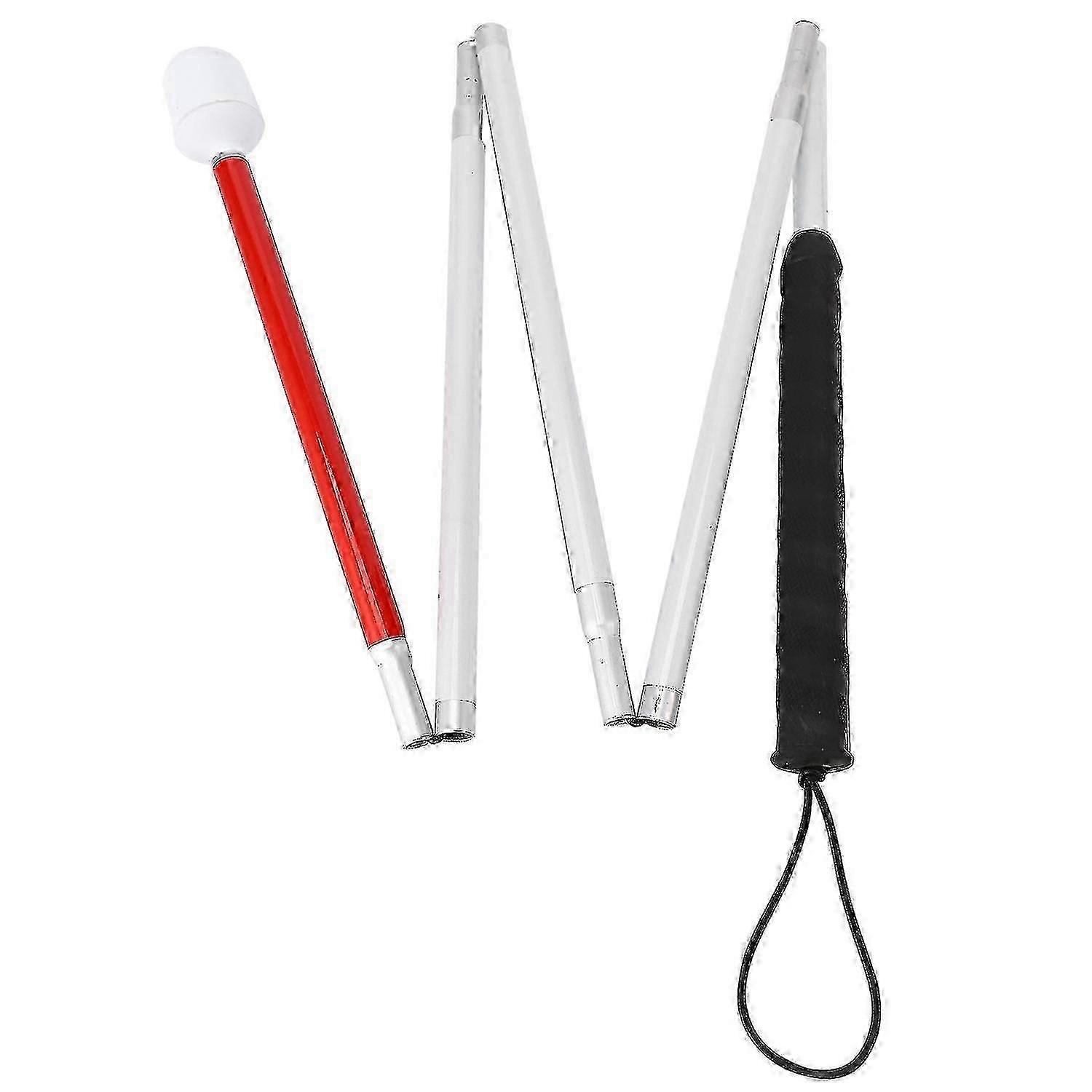 4-section Aluminum Folding Walking Stick for Blind Users, Folding Cane Equipped with Rolling Tip