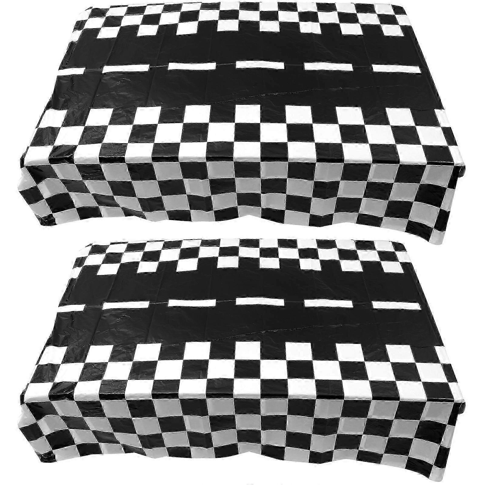 Plastic Racing Tablecloth Checkered Tablecloth compatible with Protection 2Pcs