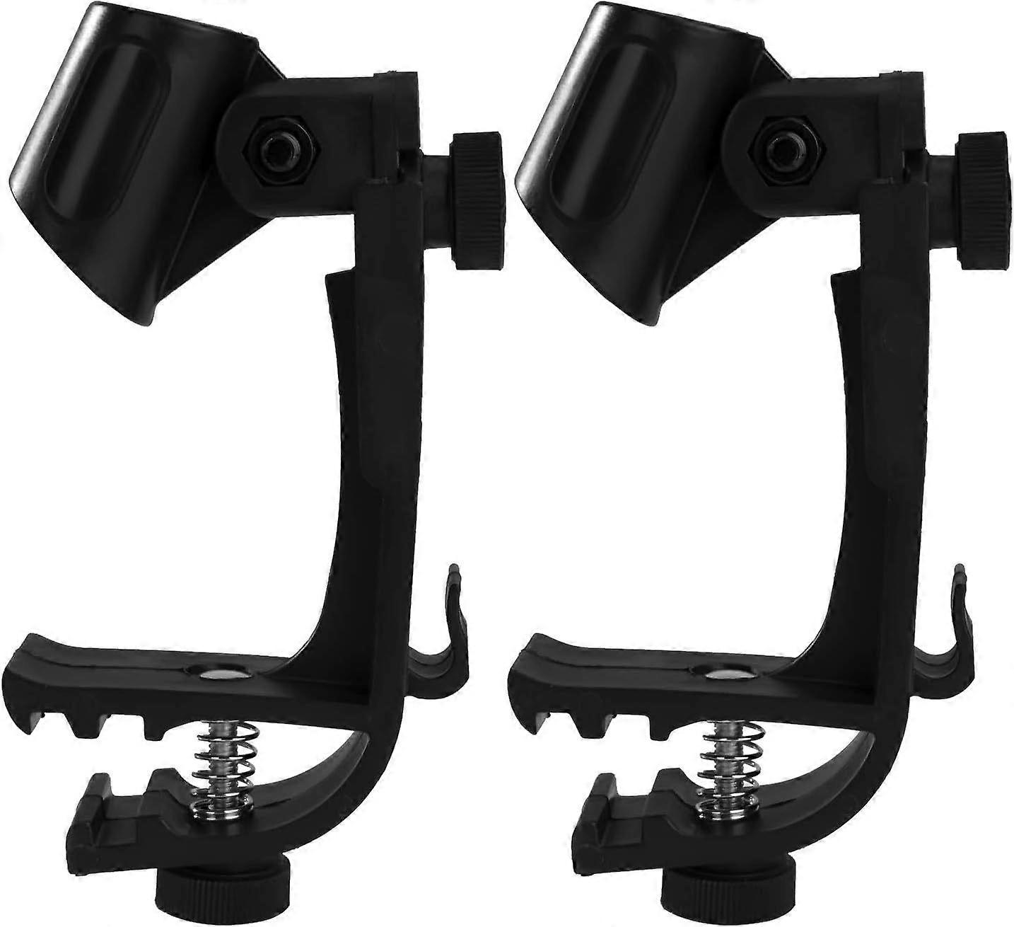 Drum Microphone Clips Adjustable Plastic Shockproof Drum Mic Holder Practical Rim Mount Clamp Holder (1set (2pcs))