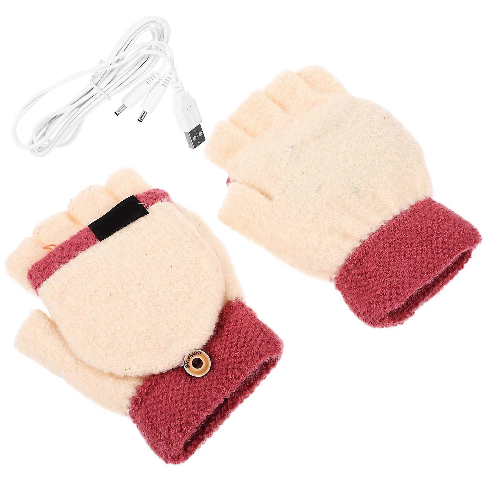 Winter Hand Warmer Gloves with USB Heating 1Pair Adjustable Temperature