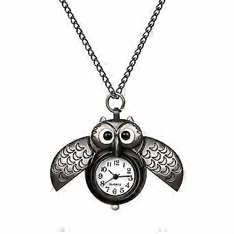 Orologio da tasca con design a gufo, movimento al quarzo analogico con catena e collana, regalo di Natale vintage per uomo e donna.