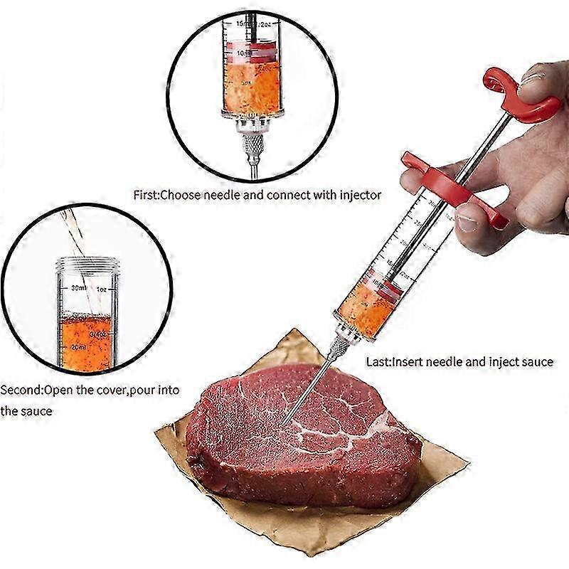 Easy-Grip Meat Injector With 3 Needles