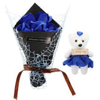 Soap Rose Flowers for Decoration 1Set Artificial Blue Rose Bouquet