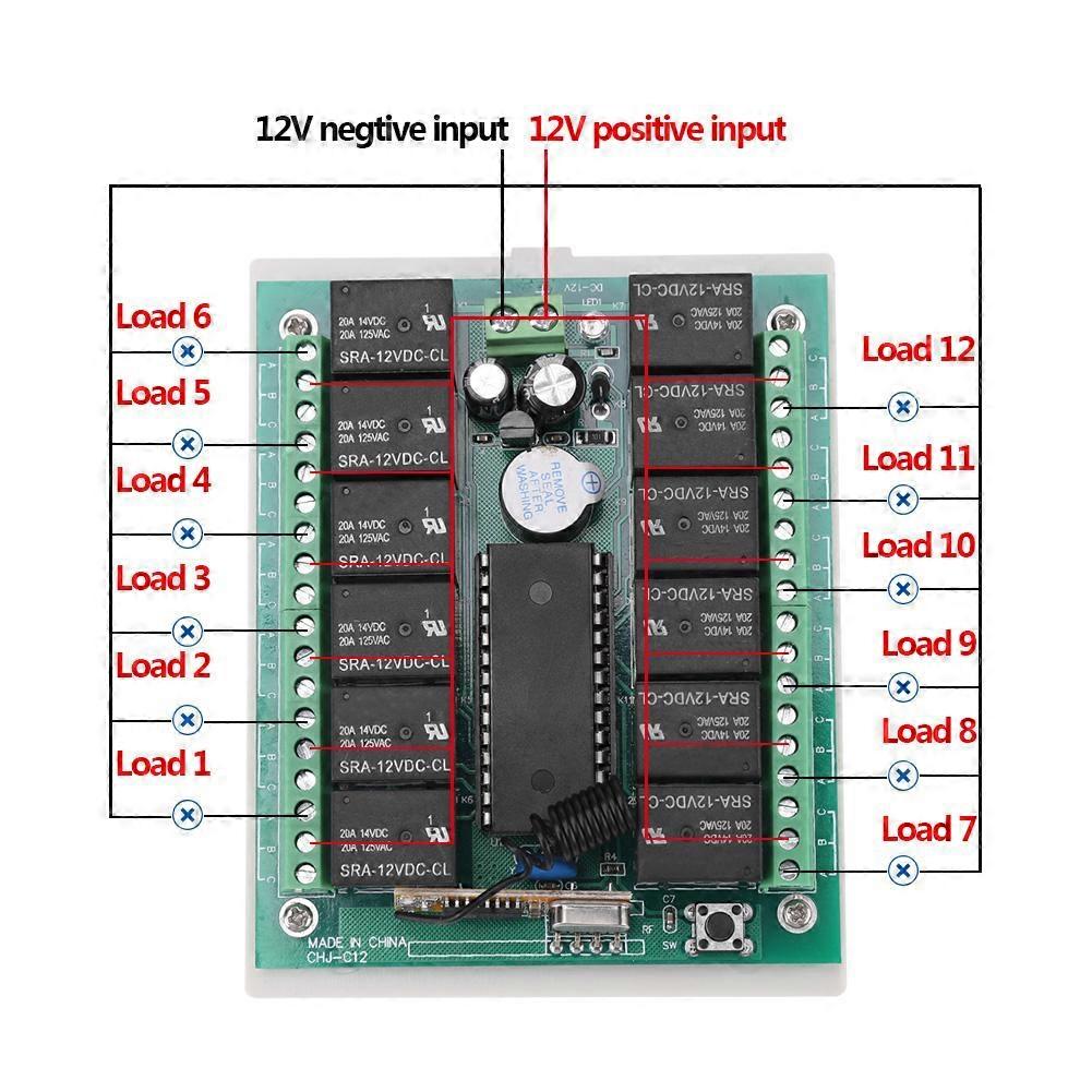 DC 12V Relay 12 Channel Wireless RF Remote Control Switch Transmitter & Receiver