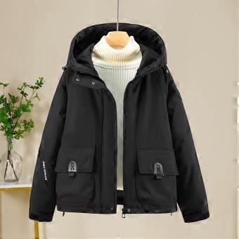 Warm outdoor down cotton jacket women's winter new fashion hooded short cotton jacket