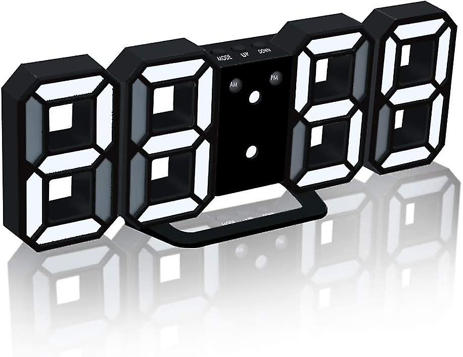 3d Digital Alarm Clock Led Wall Clock With 3 Adjustable Brightness Levels Snooze Dimmer Easy To Read