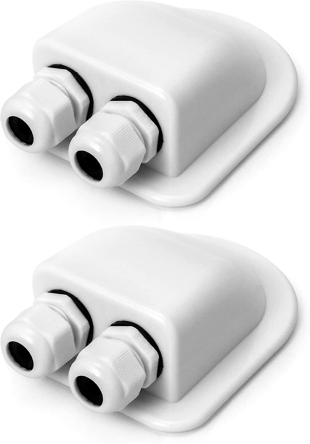 2 Pcs Ip68 Solar Cable Entry Gland Impermeable Abs Solar Double Cable Entry Housingwhite