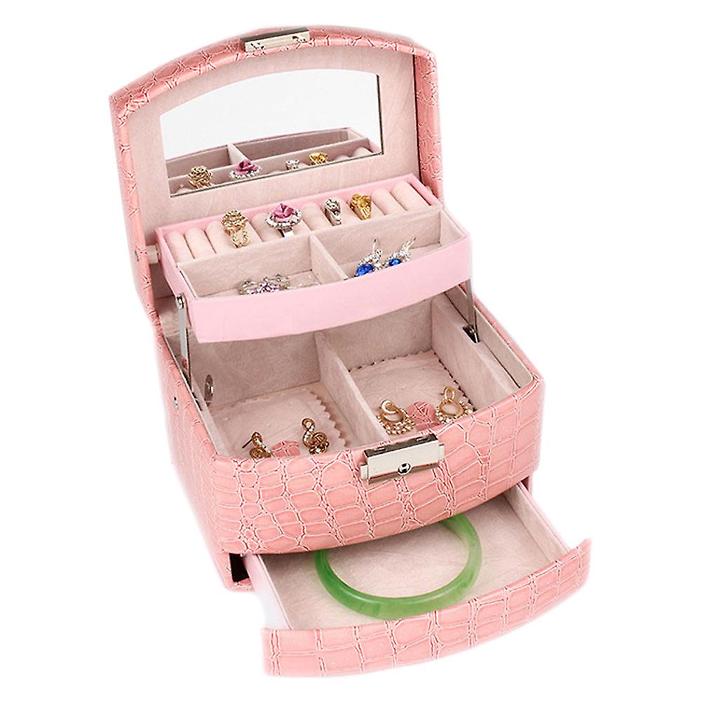 Jewelry Storage Box 3 Layers Necklace PU Leather Multifunctional Storage Container