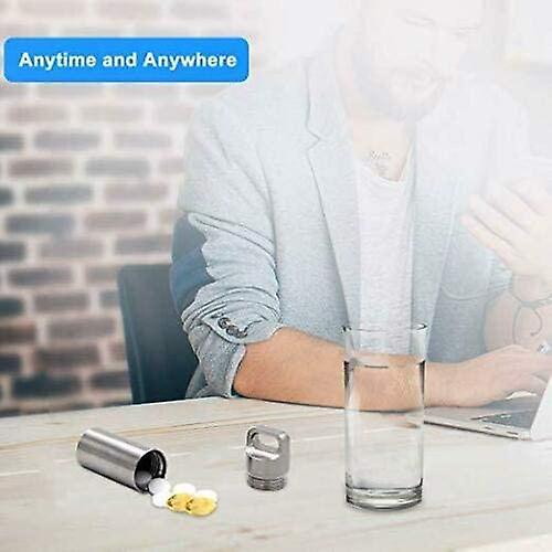 Portable Waterproof Metal Keychain Pocket Pill Box, Silver，M
