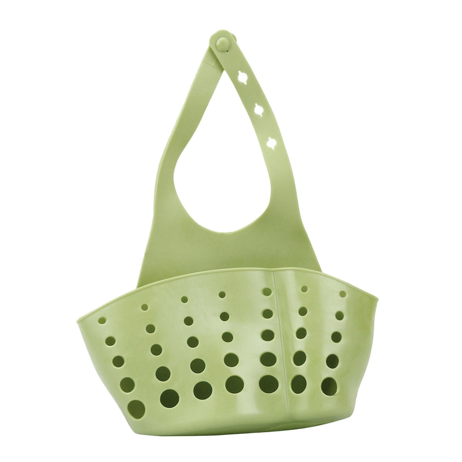 Kitchen Sink Corner Hanging Drain Rack with Adjustable Button Green