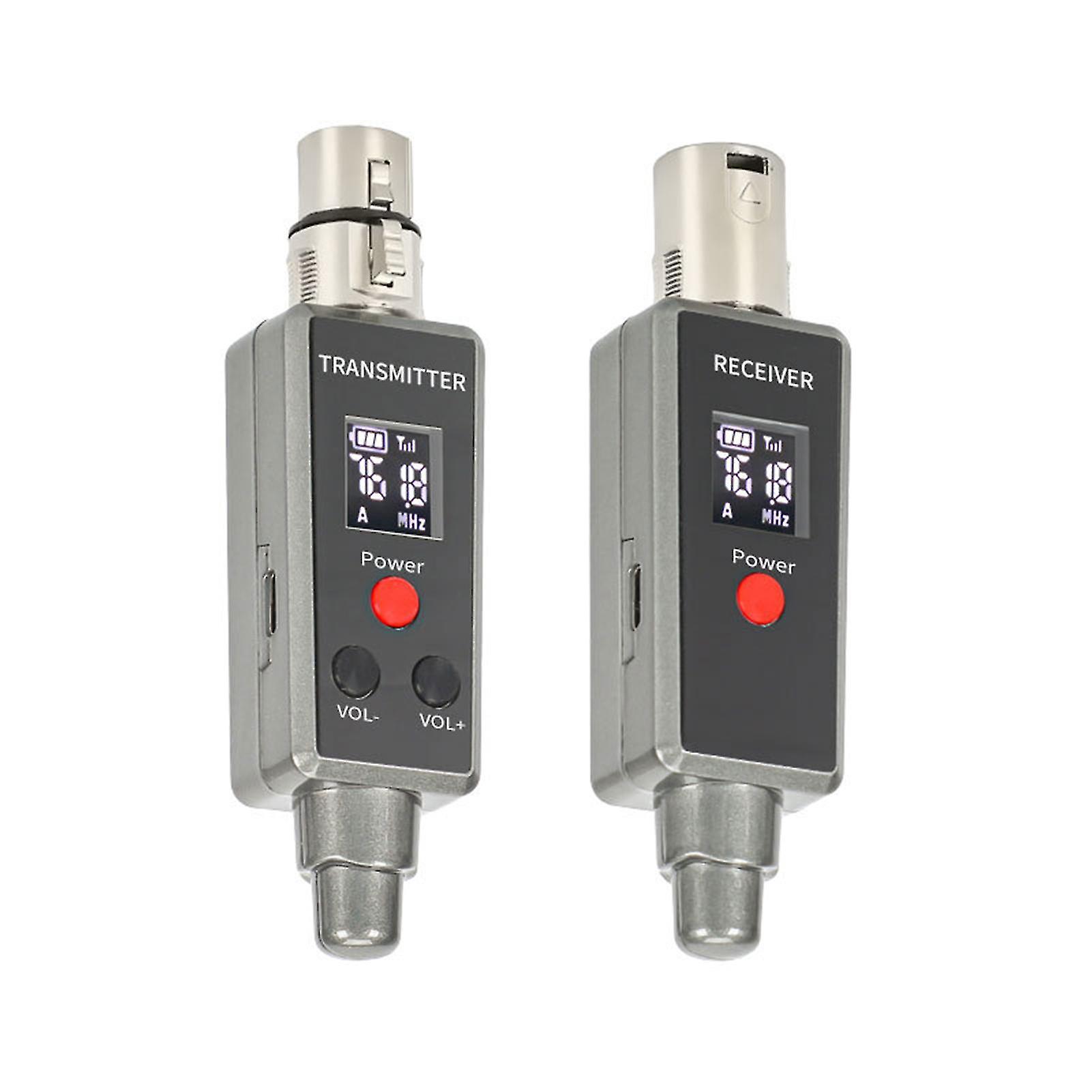 1 Stellen Sie das drahtlose Mikrofonsystem ein LCD-Display-Lautstärkeregler mit niedriger Latenz mit Antenne Dynamisches Mikrofon verkabelt mit drahtlosem System drahtloses Mikrofon A