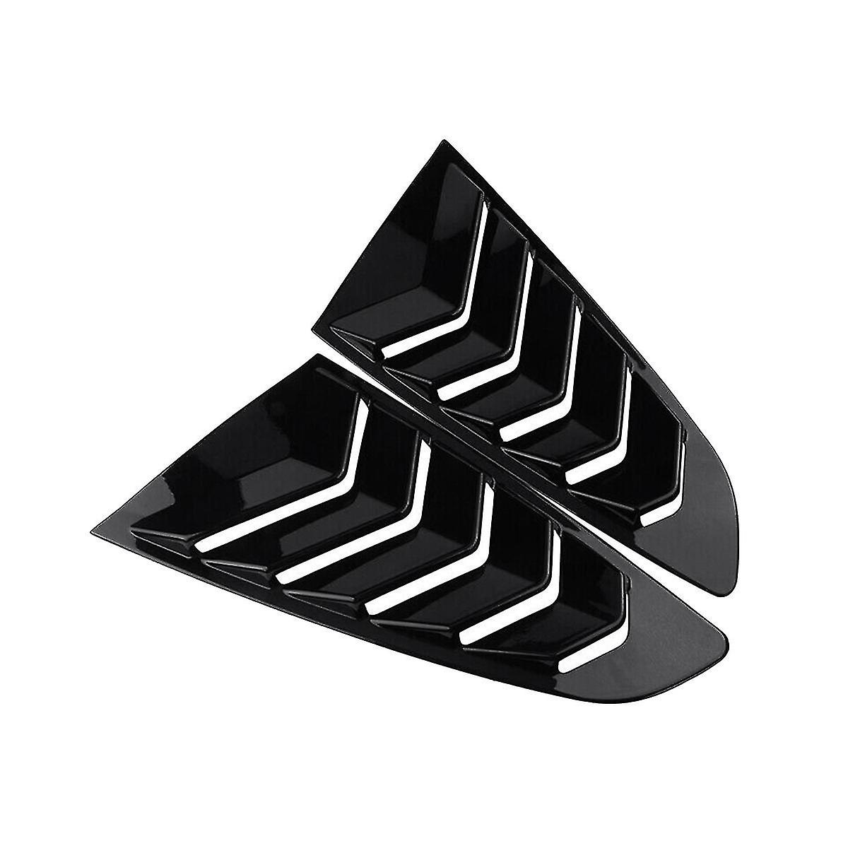 Gloss Black Rear Side Vent Quarter Window Louver Shutter Cover Trim For 2015-2022
