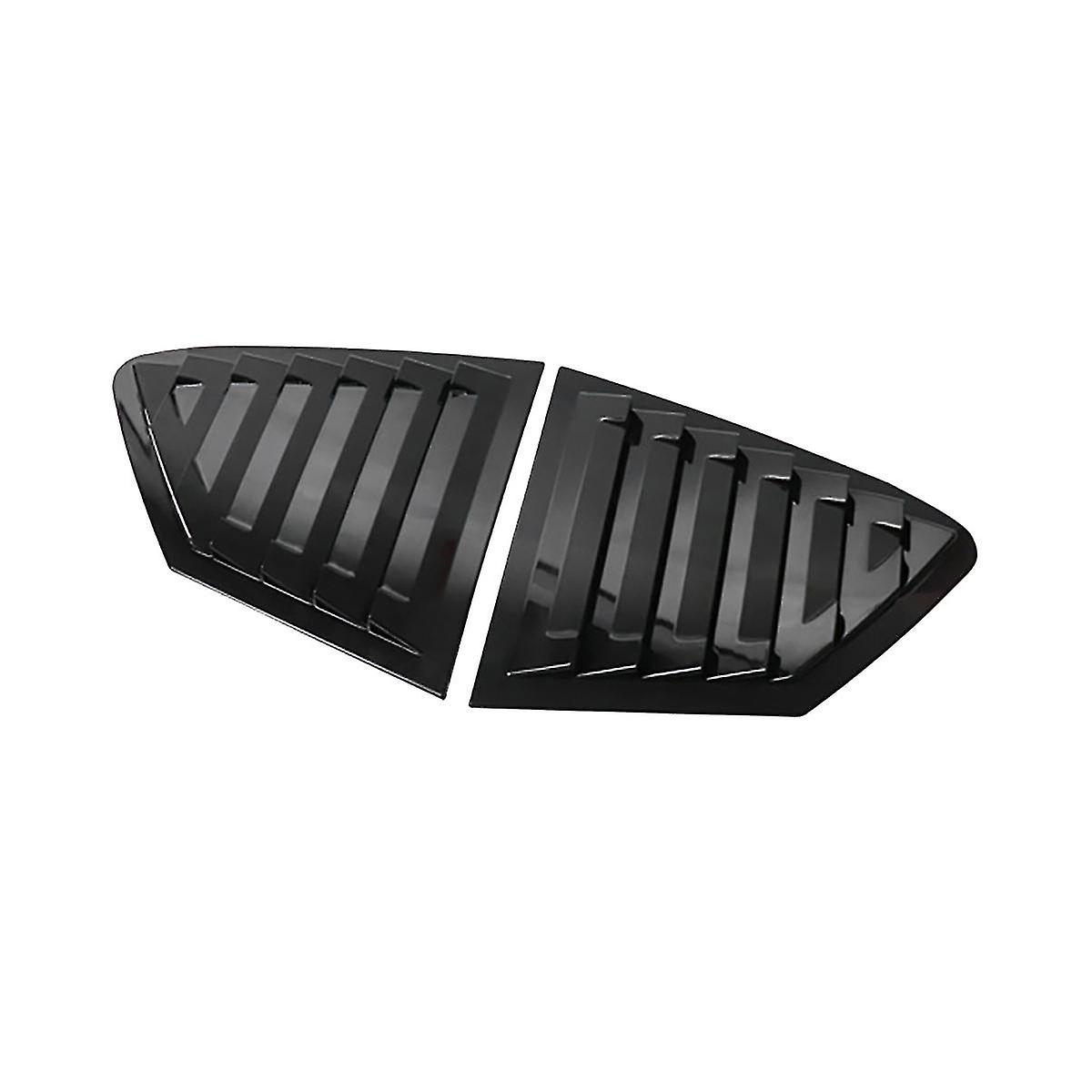 Bright Black Rear Side Vent Quarter Window Louver Shutter Cover Trim For Focus 2019-2020