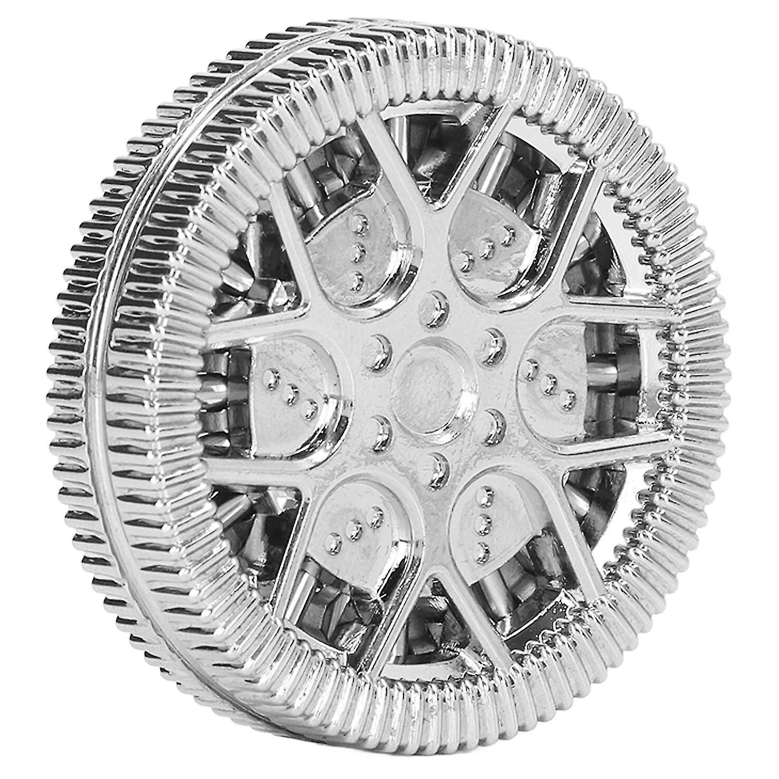 Hollow Hub Pattern ADHD Haptic Coin Portable Magnetic Anxiety Stress Relief Push Slider Toy for Office Silver 