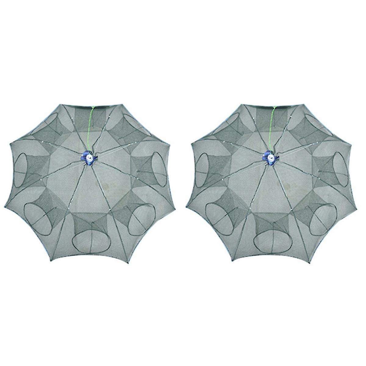 2pcs Auto Folding Bait Cast Mesh Trap Net Portable Fishing Landing Net Shrimp Cage For Fish Lobster