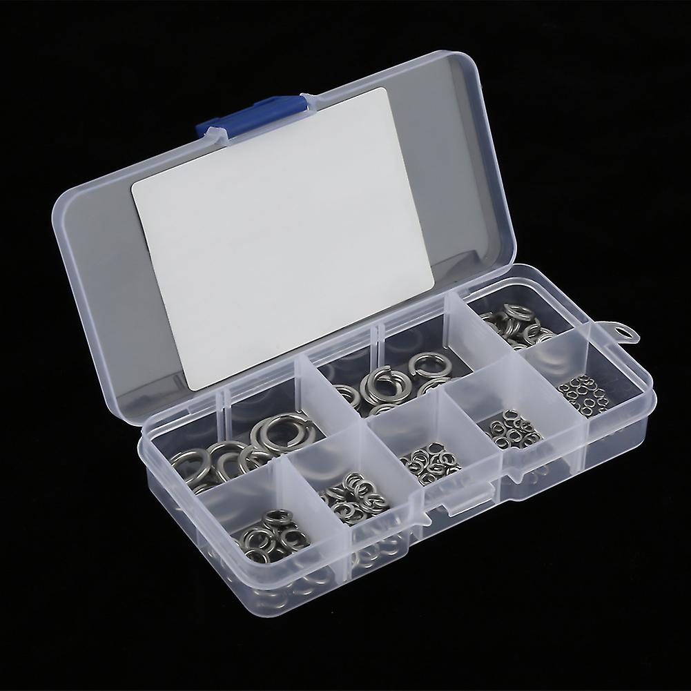 180Pcs M2-M10 SS304 Stainless Steel Spring Washers Assortment with Box
