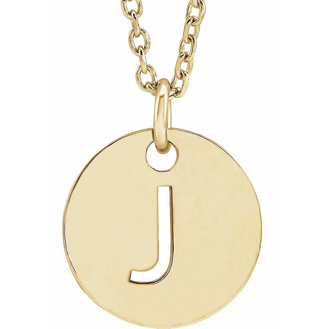 14k or jaune lettre nom personnalisé monogramme initial J 10mm 16 18 pouces poli Initial Dangle collier pendentif-nec