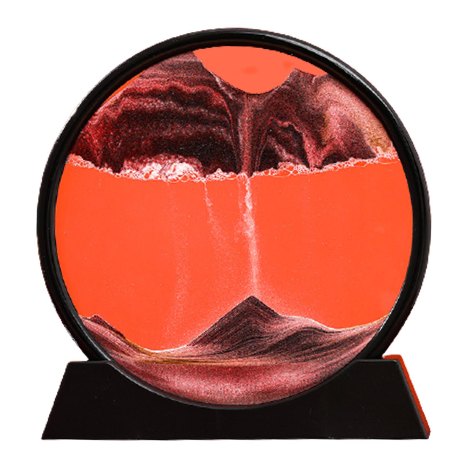 Moving Sand Art Picture Round Glass 3D 7/12 inch Desktop Ornament with Base Home Office Decoration