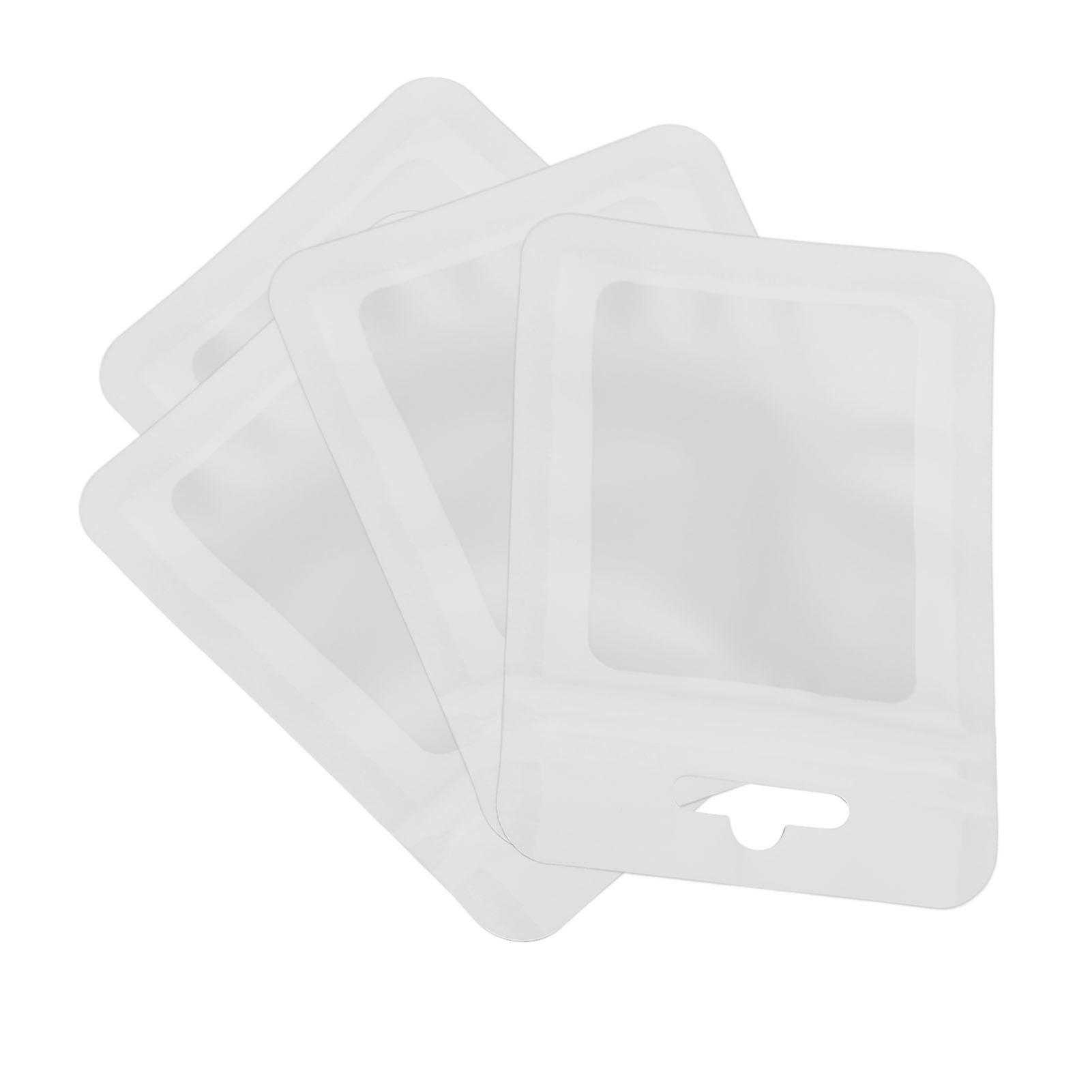 100pcs Resealable Zipper Bag Clear Window Aluminized Matte Sealable Packaging Bag White 2.8 X 3.9in 