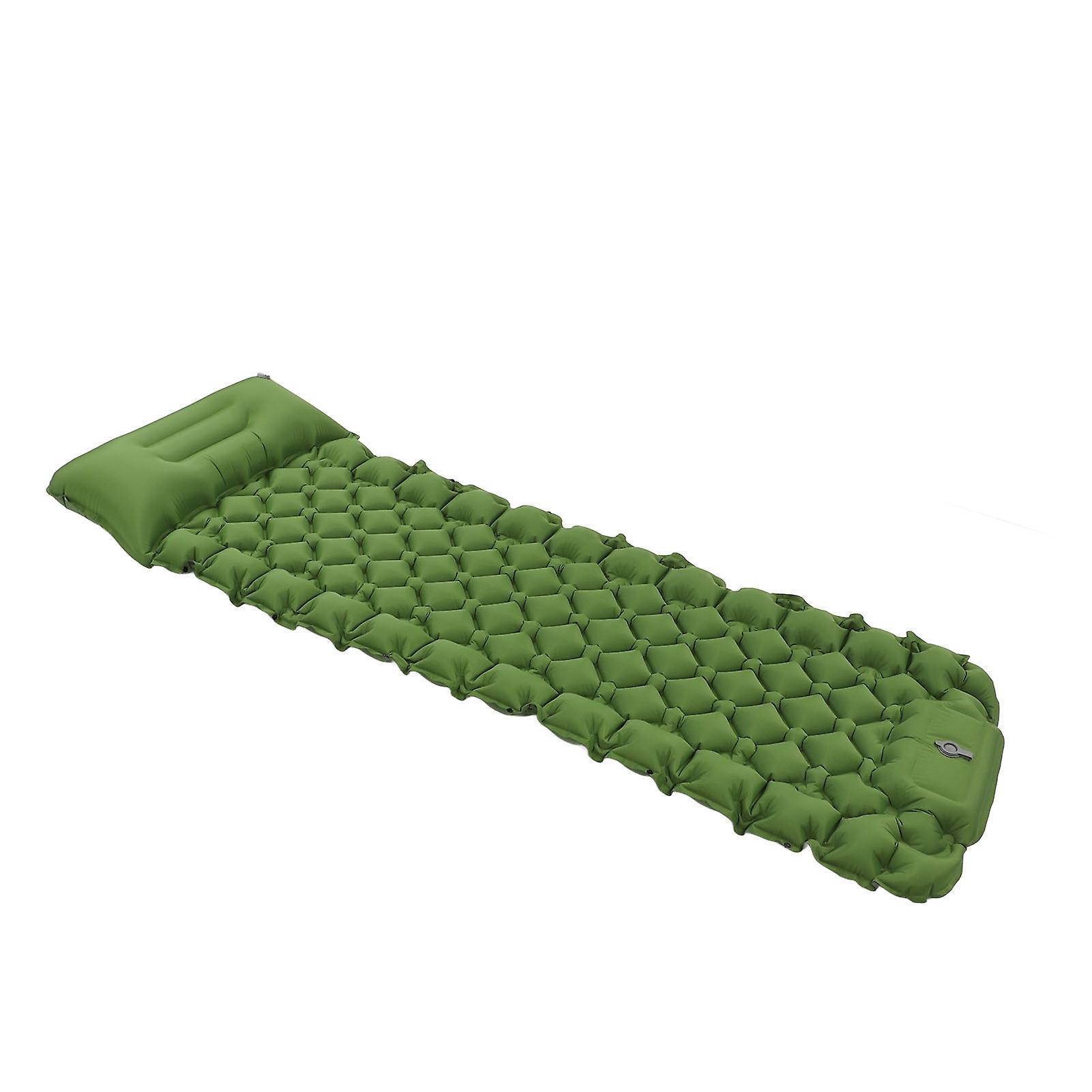 Camping Sleeping Pad with Built-in Arc Pillow, Inflatable, Olive Green