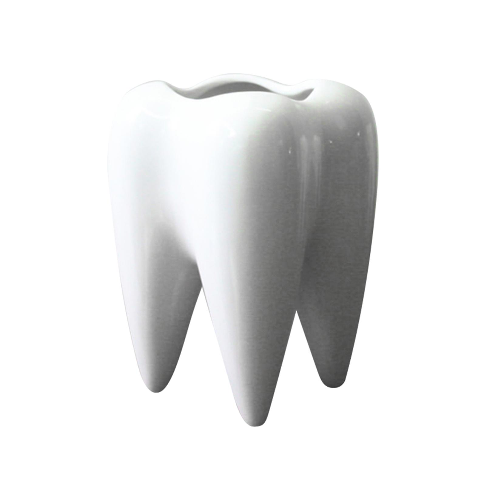 Tooth Shape Succulent Flower Pot Glazed Small Planter Pot Ceramic Made White
