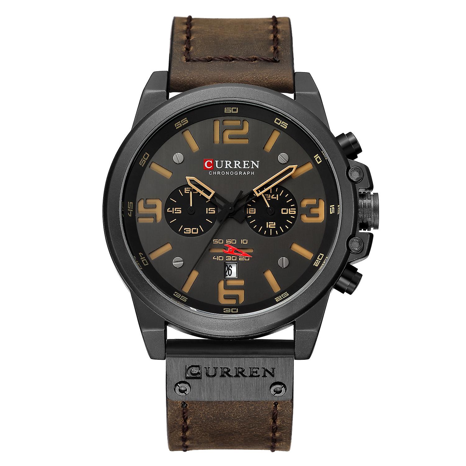 Curren Impermeabil Men Cuarț Watch Black Shell Khaki