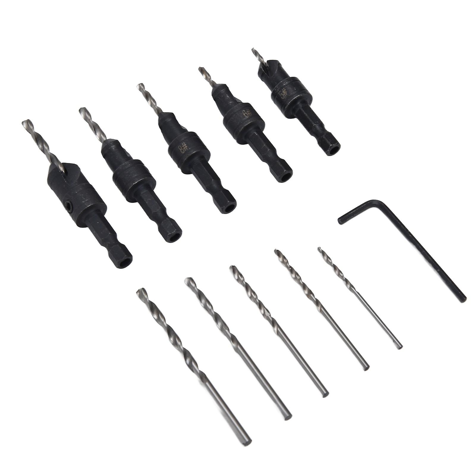 11Pcs Countersink Drill Bit Set Woodworking Fast Change Chamfer Adjustable Drilling Tools