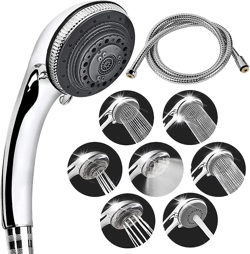 Shower Head and Hose, Lucksun 7 Modes Universal Adjustable Shower Head with 150cm Hose, With High P