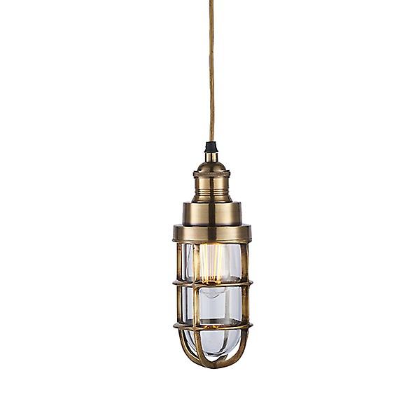 Endon Lighting Elcot - Pendant Solid Mellow Brass & Clear Glass 1 Light Dimmable IP20 - E27