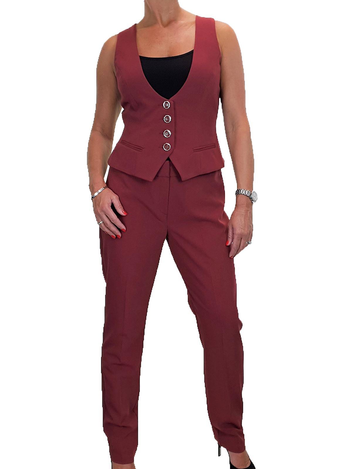 icecoolfashion Damen Business Slim Fit Weste Hose Anzug Set