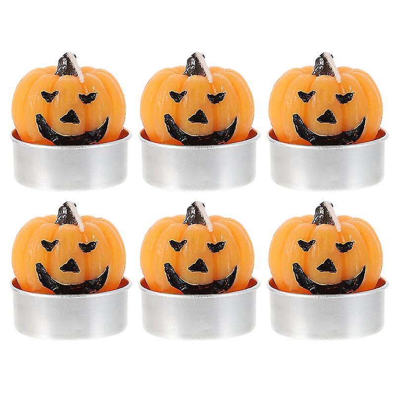 6pcs Orange Pumpkin Candles