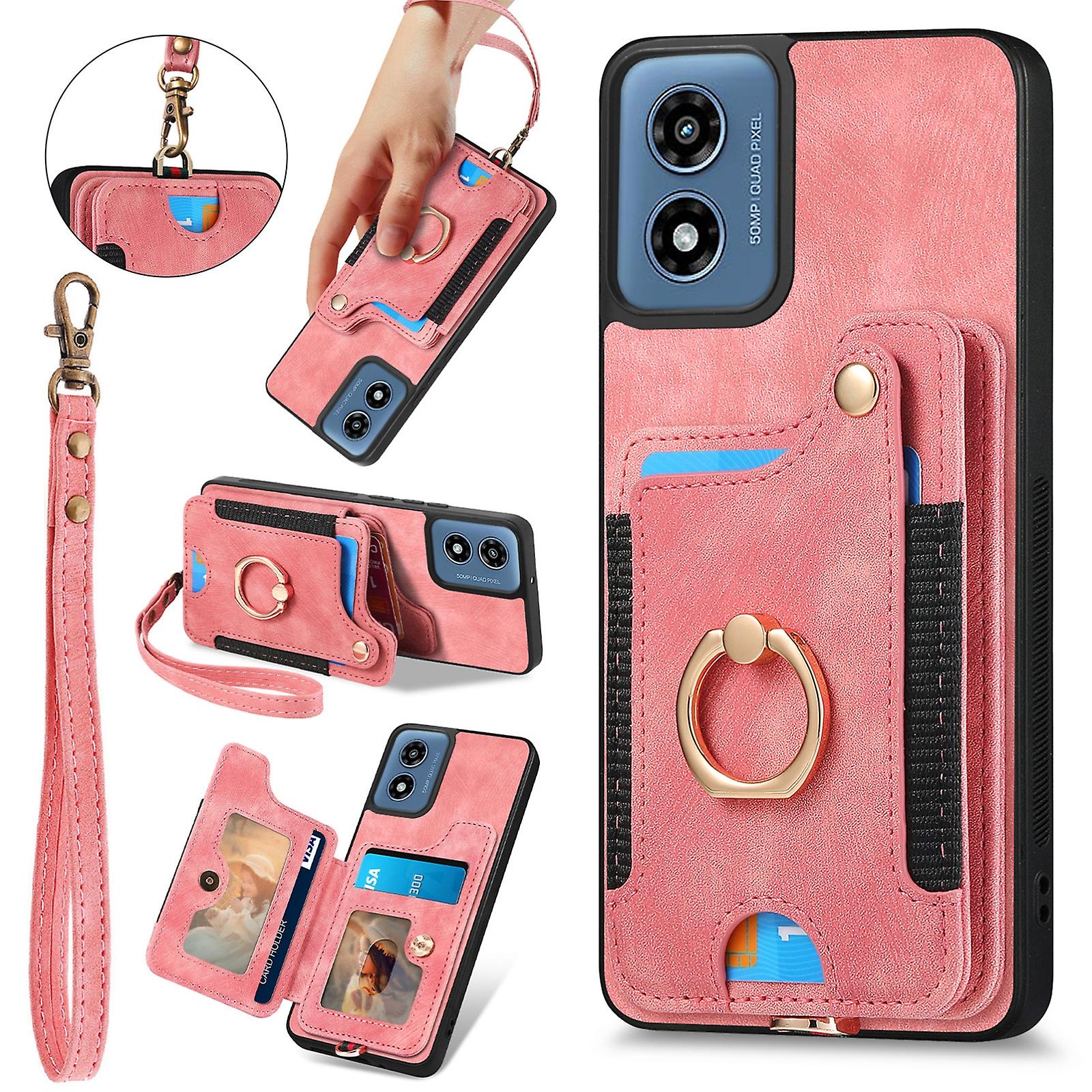Retro Ring Wallet Phone Case For Motorola G Play 2024