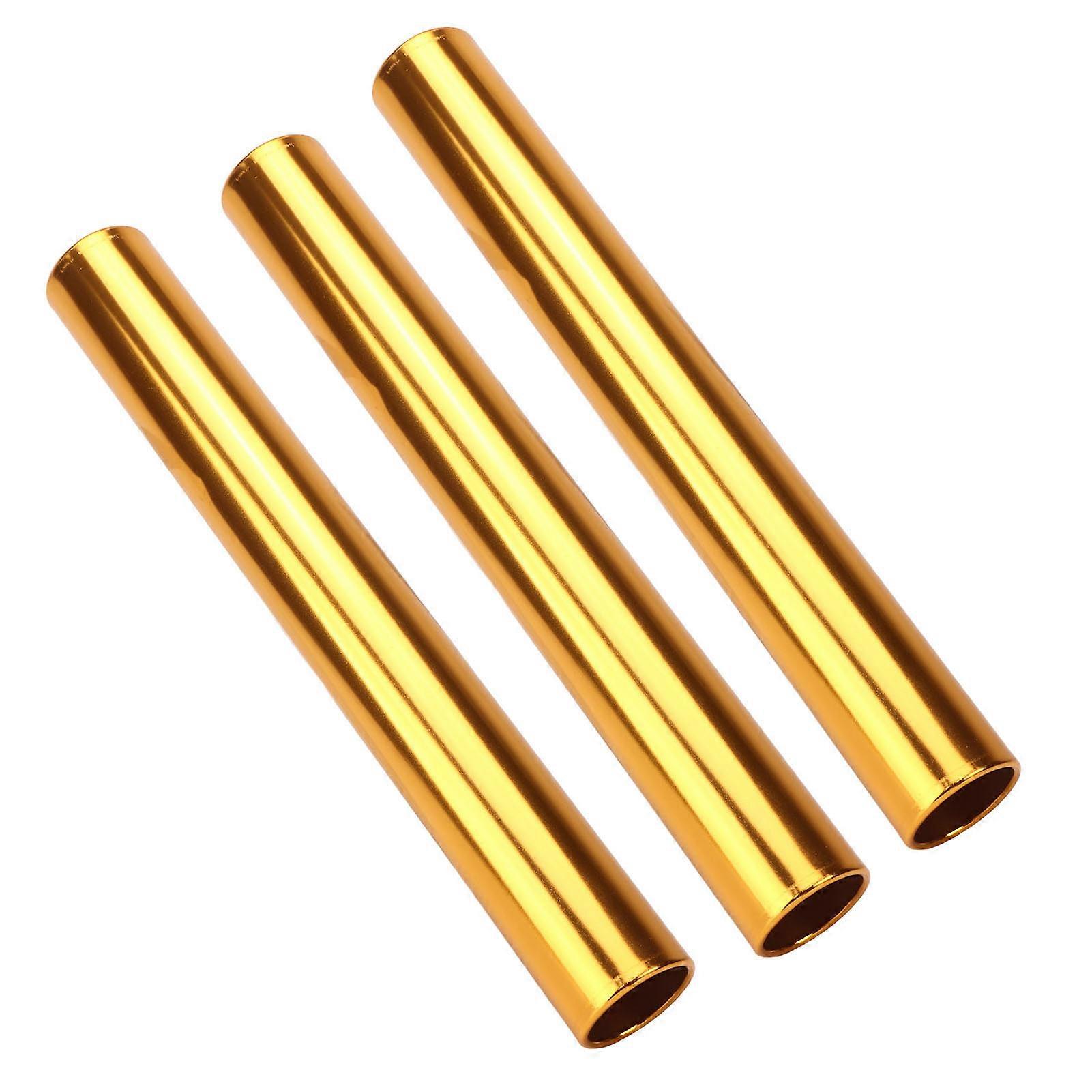 3Pcs Aluminum Alloy Track Field Relay Batons Track Batons Race Equipments for Running Race Team for Outdoor Running Race Student Relay Events Gold 