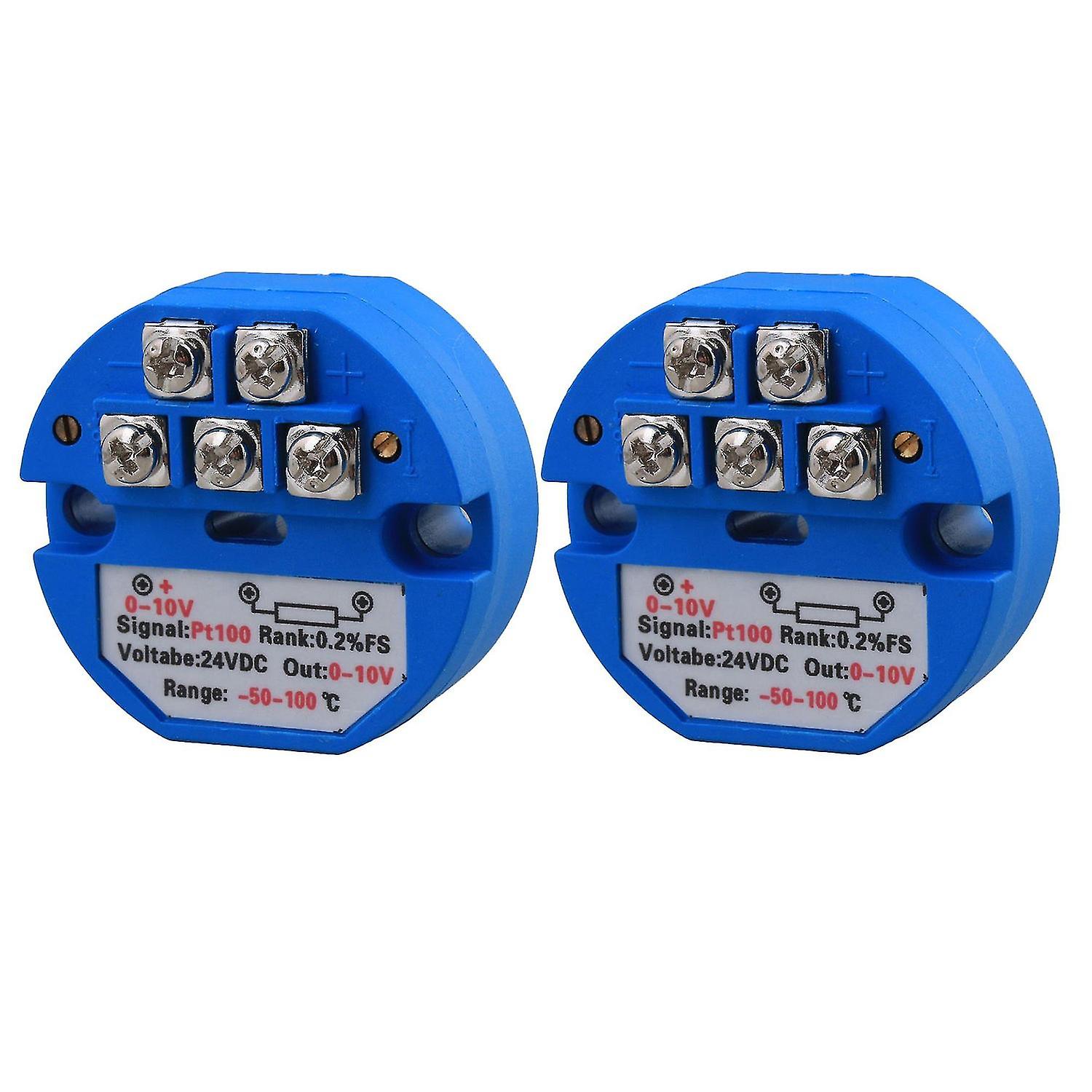 For 2pcs Temperature Sensor Transmitter 0 10V Output for Industry Blue PT100 WS4668