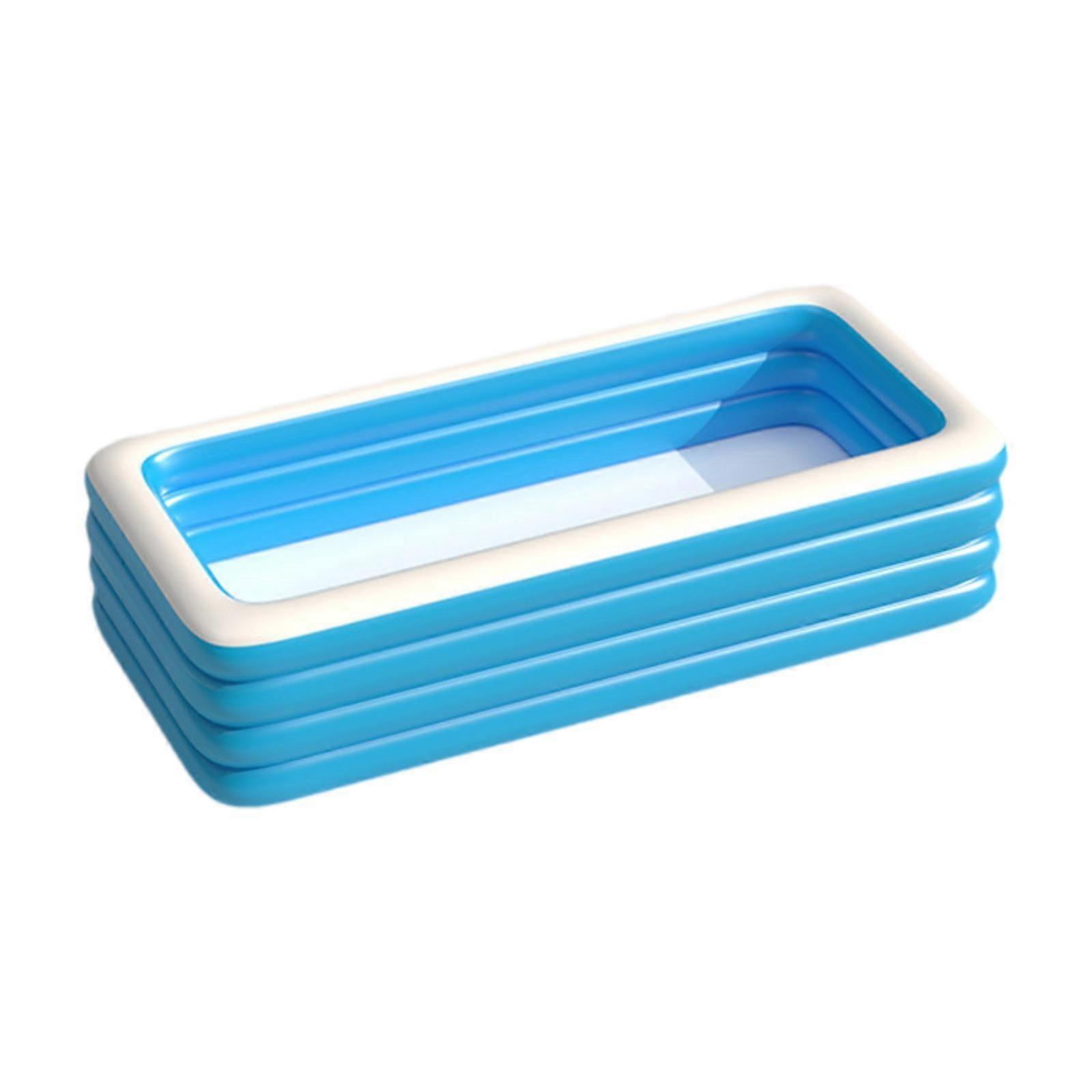 Inflatable Pool for Kids and Adults Blue for Children Rectangle Blow up Pool 310x183x60cm